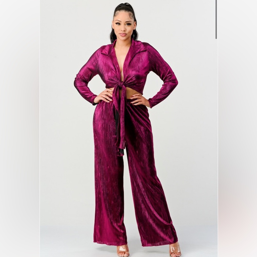 Metallic Two Piece Pant Set